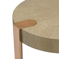 Eichholtz Oxnard Side Table in Washed Oak Veneer Br Brass