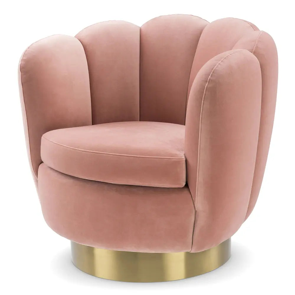  Eichholtz-Eichholtz Mirage Swivel Chair in Savona Nude Velvet-Pink 037 