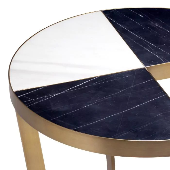 Eichholtz Turino Side Table in Brushed Brass Finish & Black Marble