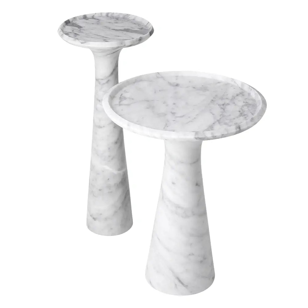 Eichholtz Pompano High Side Table in White Carrera Marble