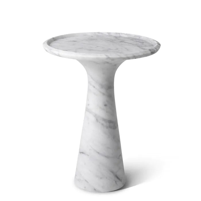 Pompano Low Round Side Table - White Carrera Marble Eichholtz 3