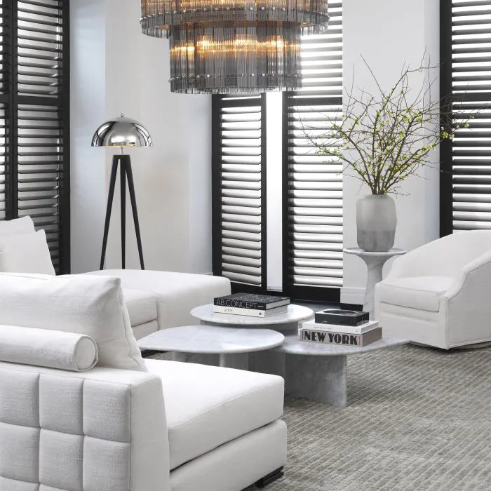 Pompano Low Round Side Table - White Carrera Marble Eichholtz 2