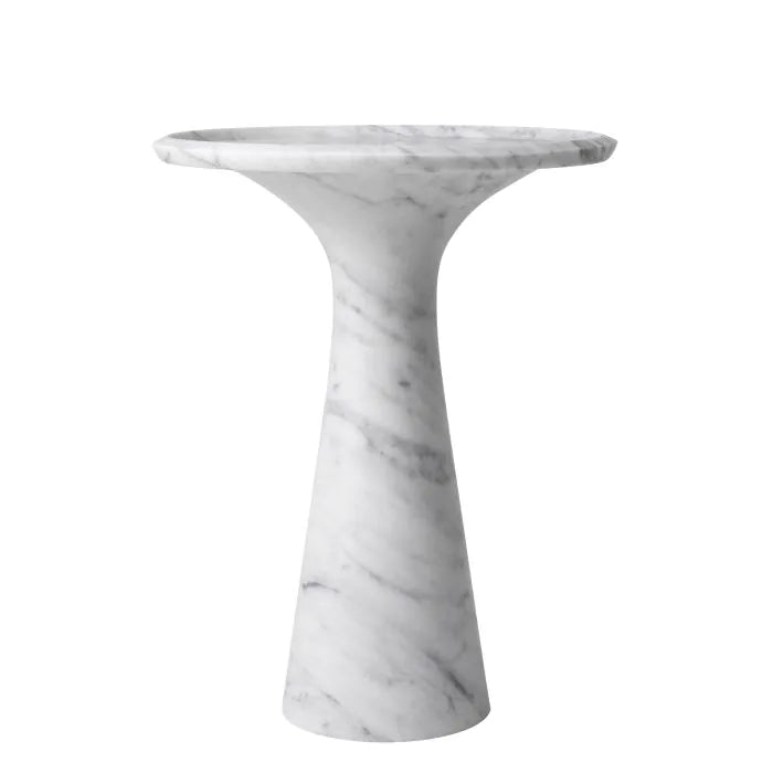 Pompano Low Round Side Table - White Carrera Marble Eichholtz 1