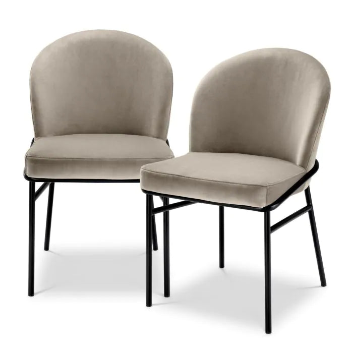 Willis Set of 2 Dining Chairs - Savona Greige Velvet Eichholtz 1