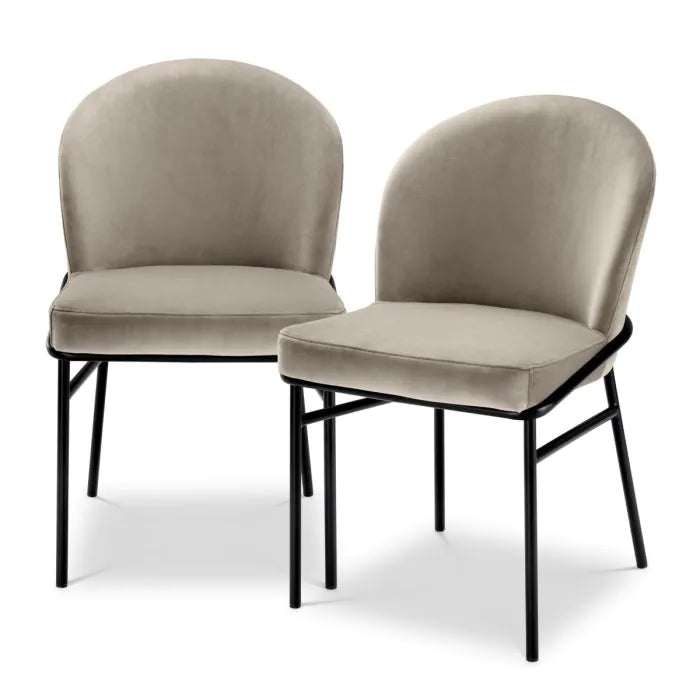  Eichholtz-Eichholtz Willis Set of 2 Dining Chairs in Savona Greige Velvet-Grey 397 
