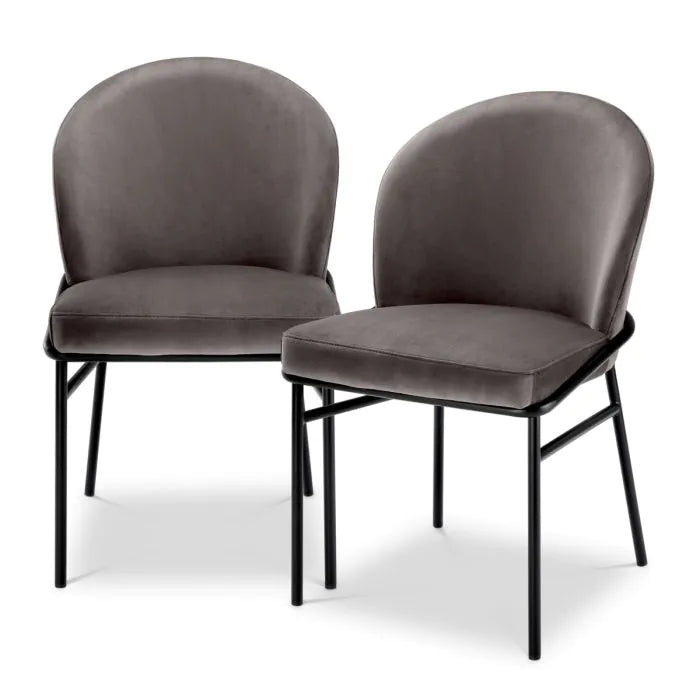 Willis Set of 2 Dining Chairs - Savona Grey Velvet Eichholtz 1