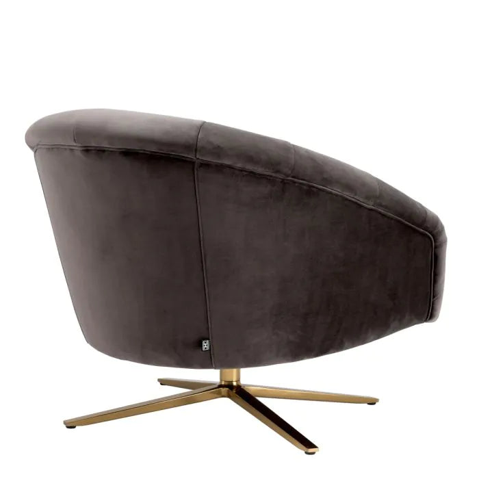 Eichholtz Gardner Swivel Chair in Savona Grey Velvet