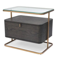 Eichholtz Augusto Bedside Table in Mocha Crown Oak Veneer