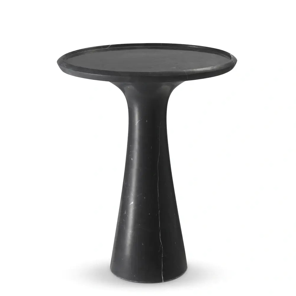Pompano Low Round Side Table - Honed Black Marble Eichholtz 3