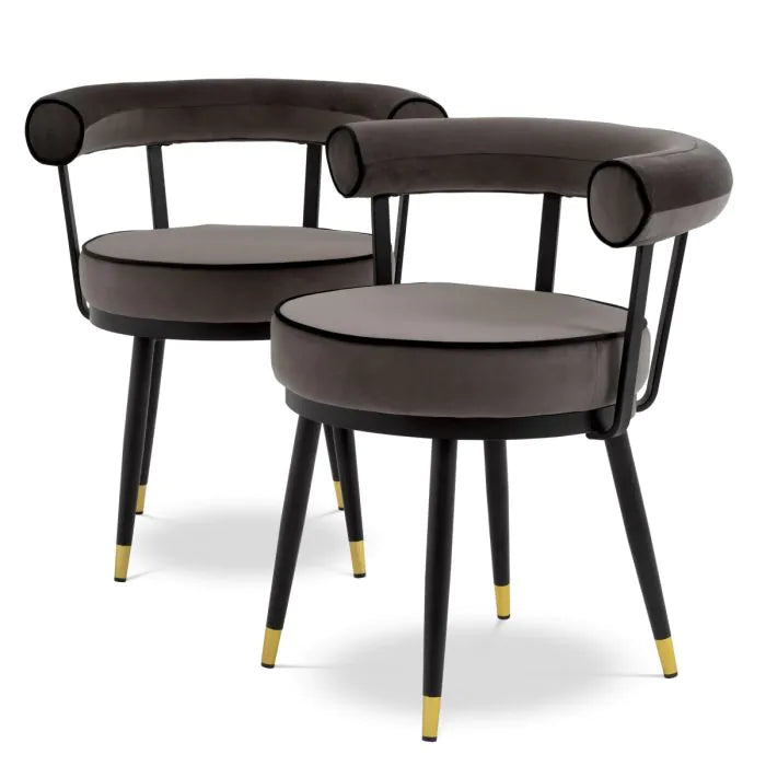 Eichholtz Vico Set of 2 Dining Chairs in Savona Grey Velvet