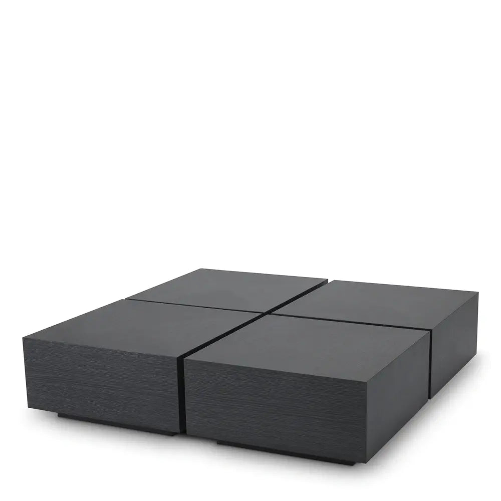 Puro Set of 4 Square Coffee Tables - Charcoal Grey Oak Veneer Eichholtz 1