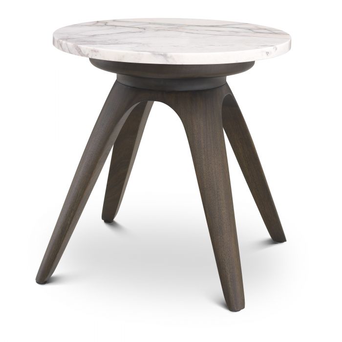Borre Round Side Table - Bianco Lilac Marble Eichholtz 1