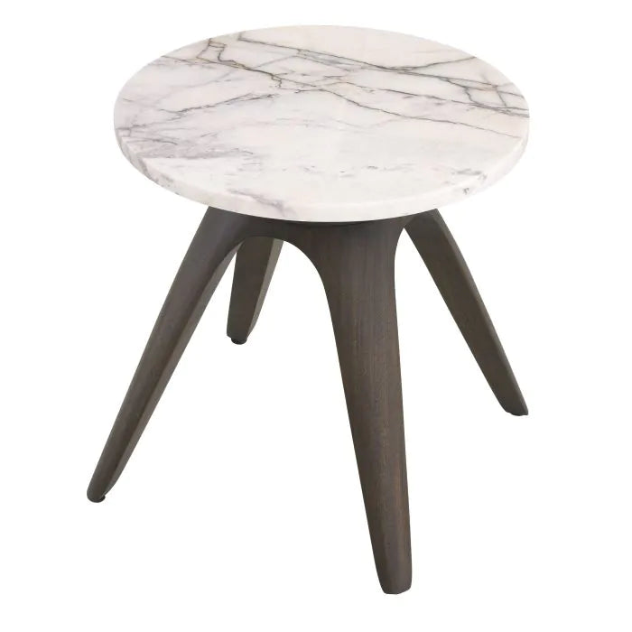 Eichholtz Borre Round Side Table in Bianco Lilac Marble