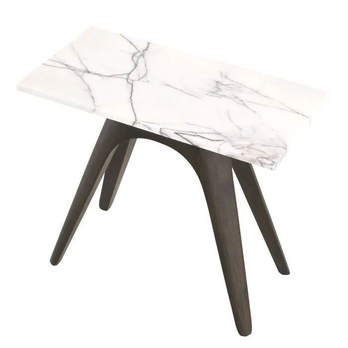 Eichholtz Borre Rectangular Side Table in Bianco Lilac Marble