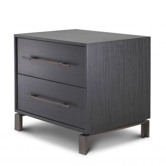 Cabana Bedside Table - Charcoal Grey Oak Veneer Eichholtz 2