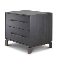 Eichholtz Cabana Bedside Table with draws in Charcoal Grey Oak Veneer