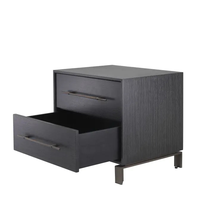 Cabana Bedside Table - Charcoal Grey Oak Veneer Eichholtz 3