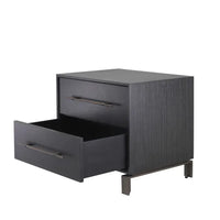 Eichholtz Cabana Bedside Table with draws in Charcoal Grey Oak Veneer