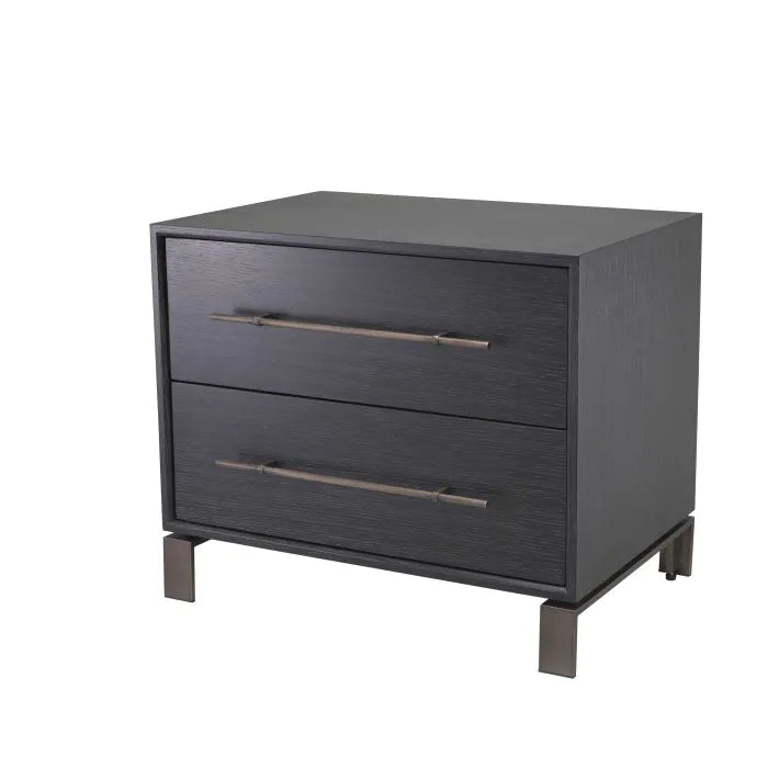 Eichholtz Cabana Bedside Table with draws in Charcoal Grey Oak Veneer