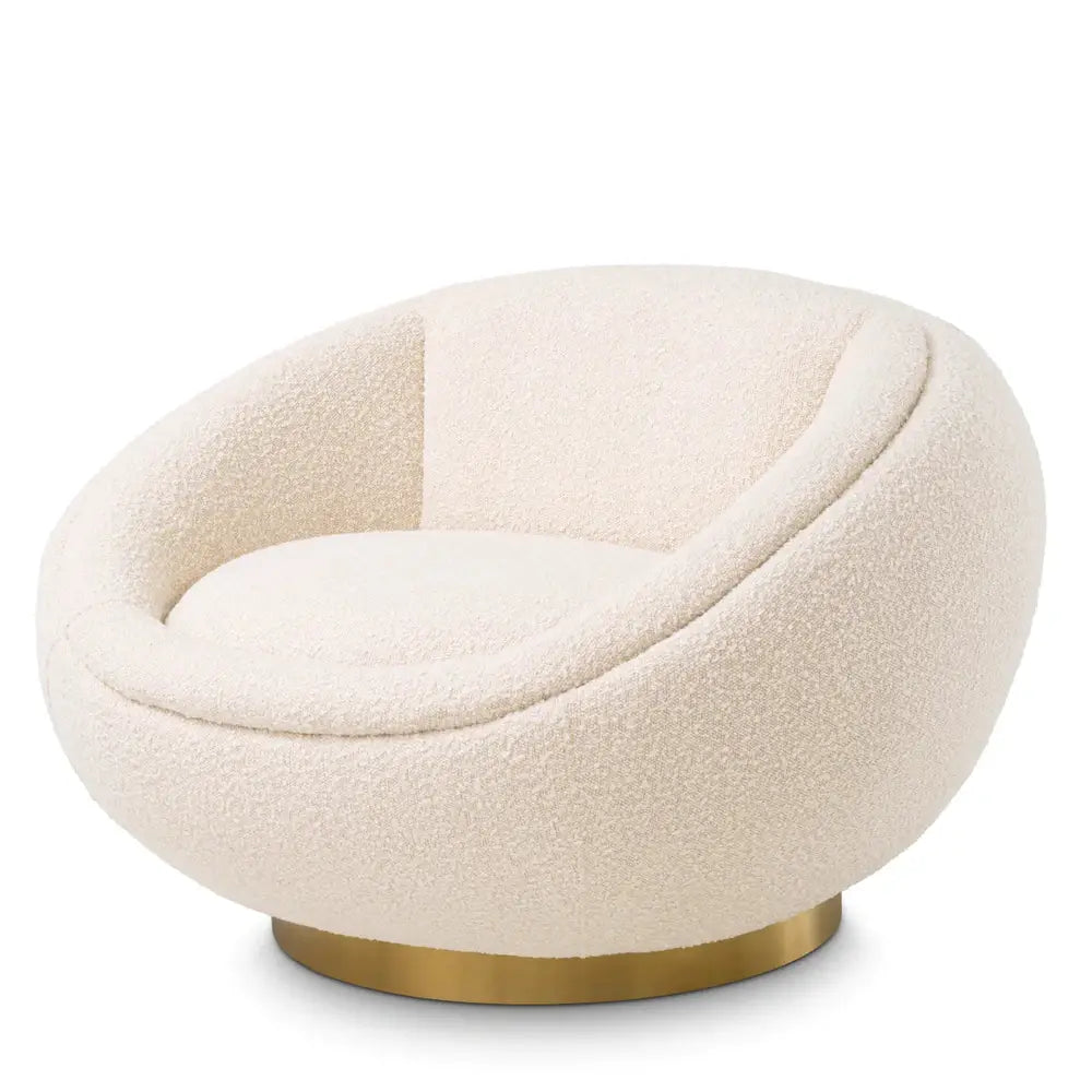 Eichholtz Bollinger Swivel Chair in Bouclé Cream