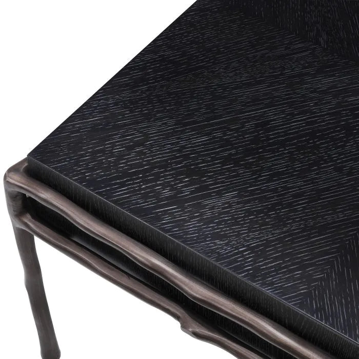 Premier Square Side Table - Charcoal Grey Oak Veneer Eichholtz 3