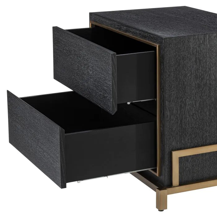 Eichholtz Hazel Bedside Table in Charcoal Grey Oak Veneer