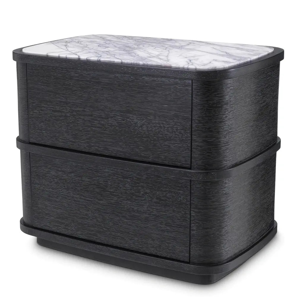 Eichholtz Cabana Bedside Table Cabinet in Charcoal Grey Oak Veneer