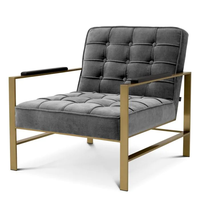 Ernesto Chair - Brushed Brass Finish & Clarck Grey Eichholtz 1