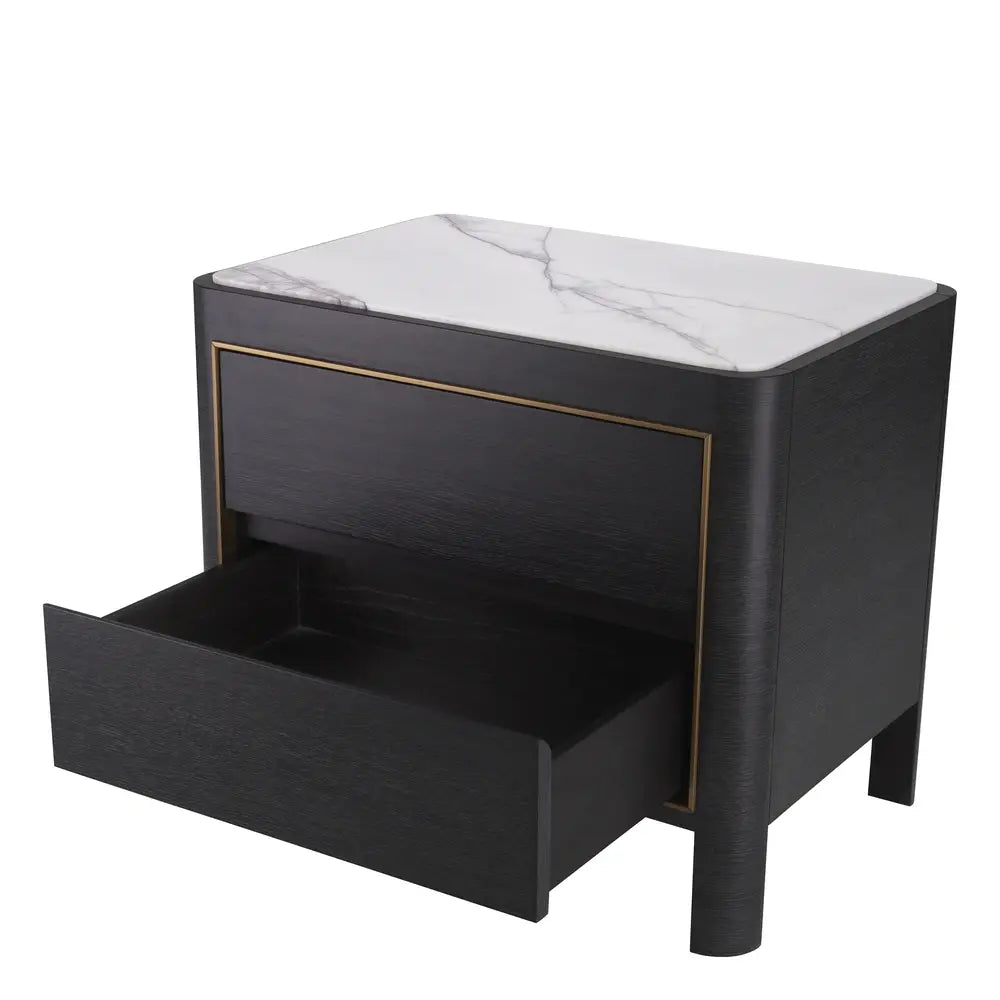 Corazon Bedside Table - Charcoal Grey & Oak Veneer Eichholtz 2