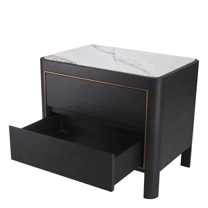 Corazon Bedside Table - Charcoal Grey & Oak Veneer Eichholtz 2