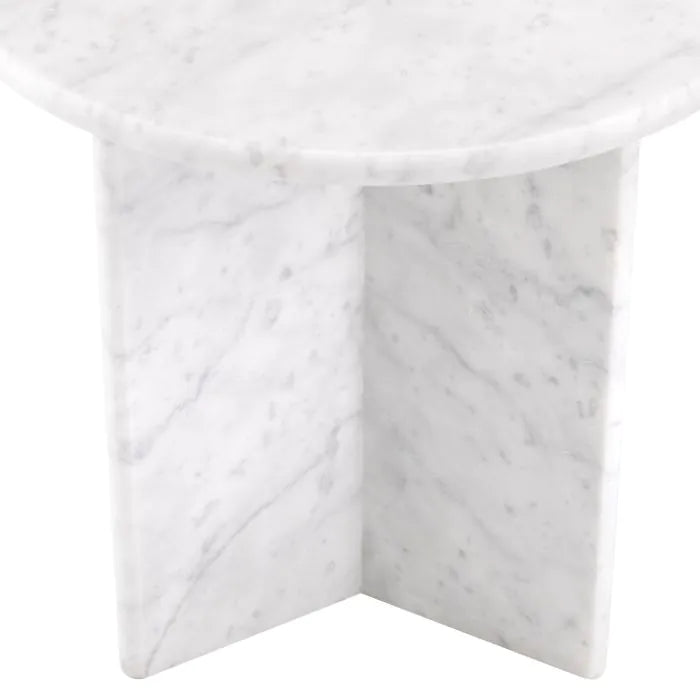 Eichholtz Pontini Side Table in Honed White Marble