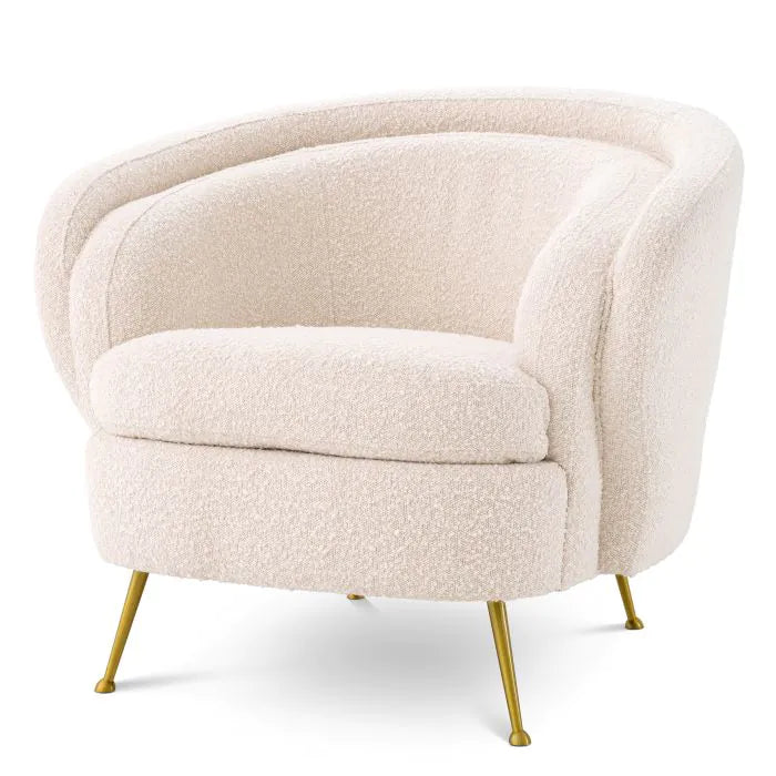 Eichholtz Orion Chair in  Brushed Brass Finish & Bouclé Cream