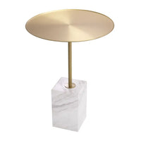 Eichholtz Cole Side Table in Brushed Brass Finish White Marble