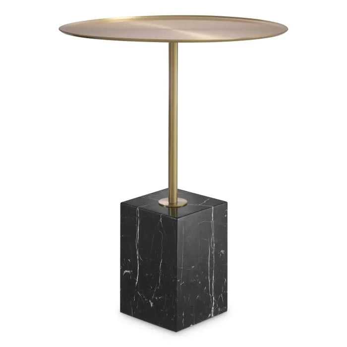 Cole Side Table - Brushed Brass Finish Black Marble Eichholtz 1