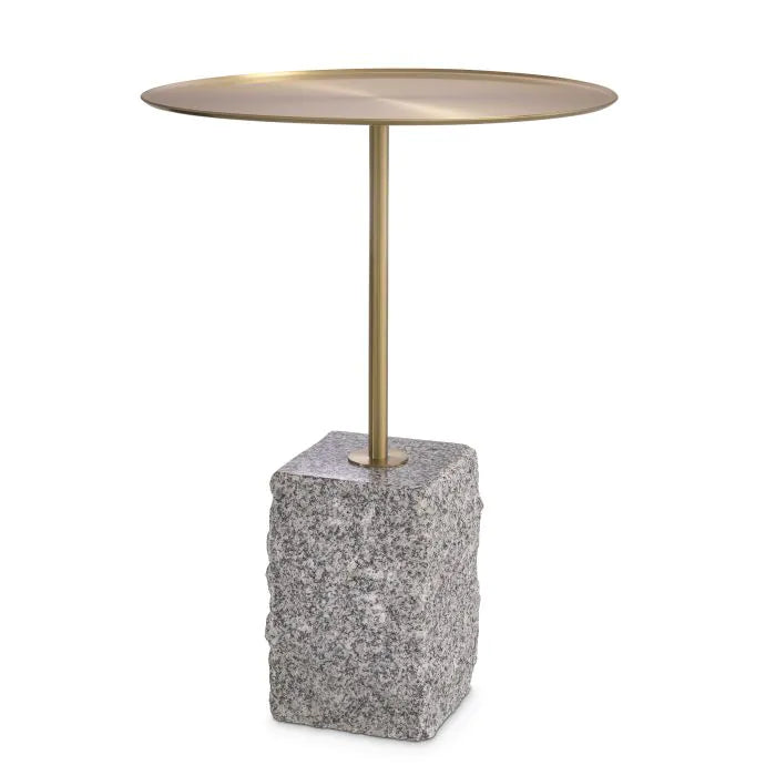 Eichholtz Cole Side Table in Brushed Brass Finish Granite