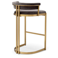 Eichholtz Dante Counter Stool in Brush Brass Savona Grey Velvet