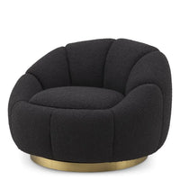 Eichholtz Inger Swivel Chair in Bouclé Black