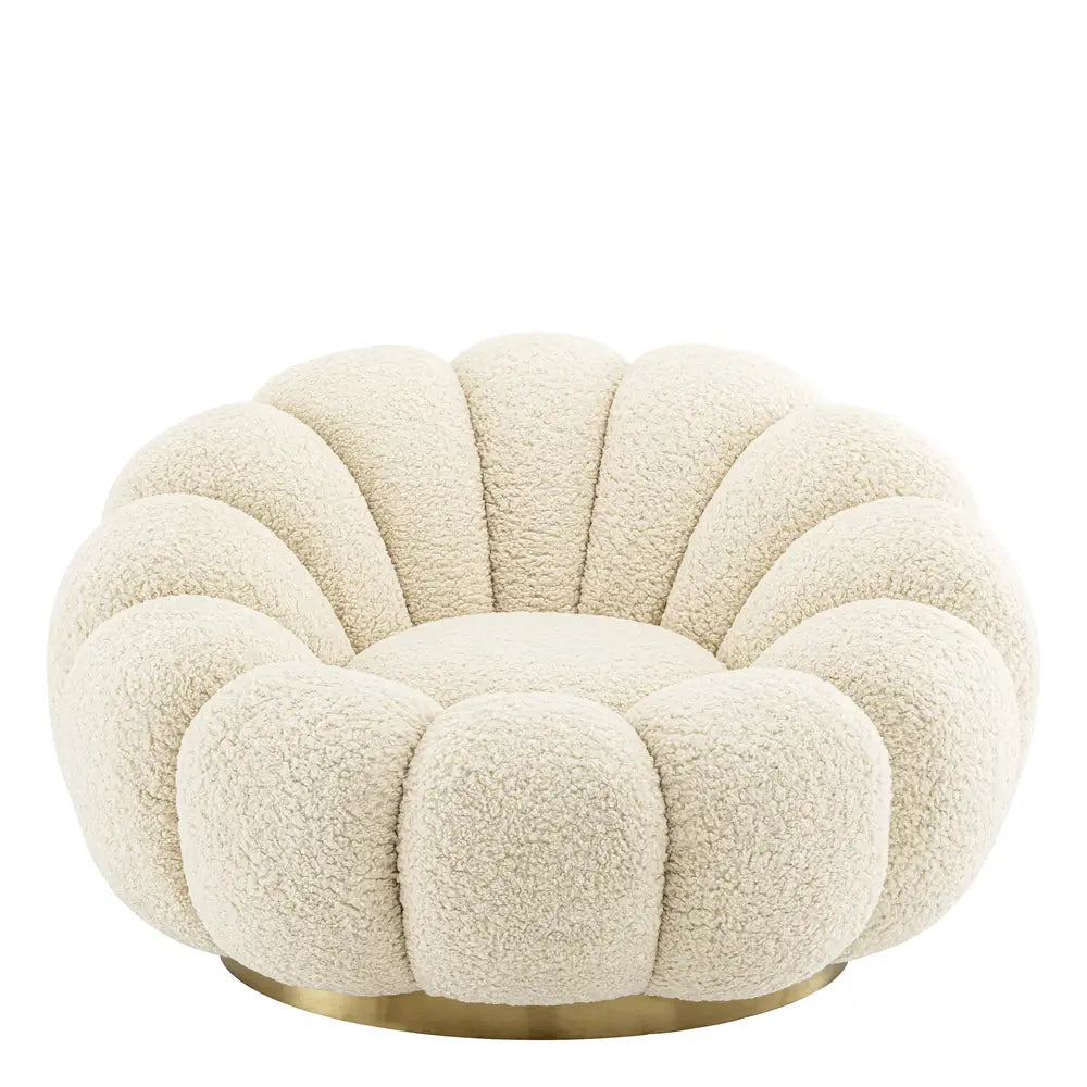 Eichholtz Mello Swivel Chair in Faux Shearling