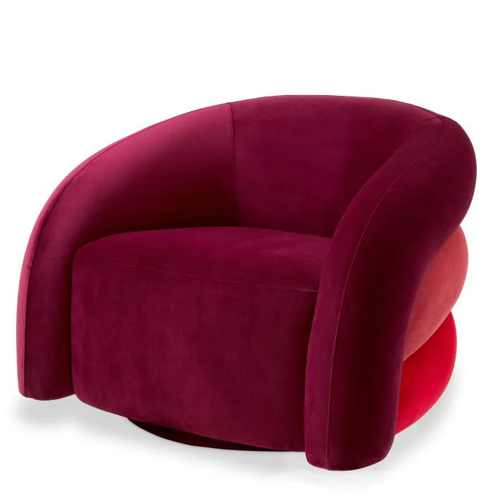  Eichholtz-Eichholtz Novelle Swivel Chair in Savona Bordeaux Velvet-Red 485 