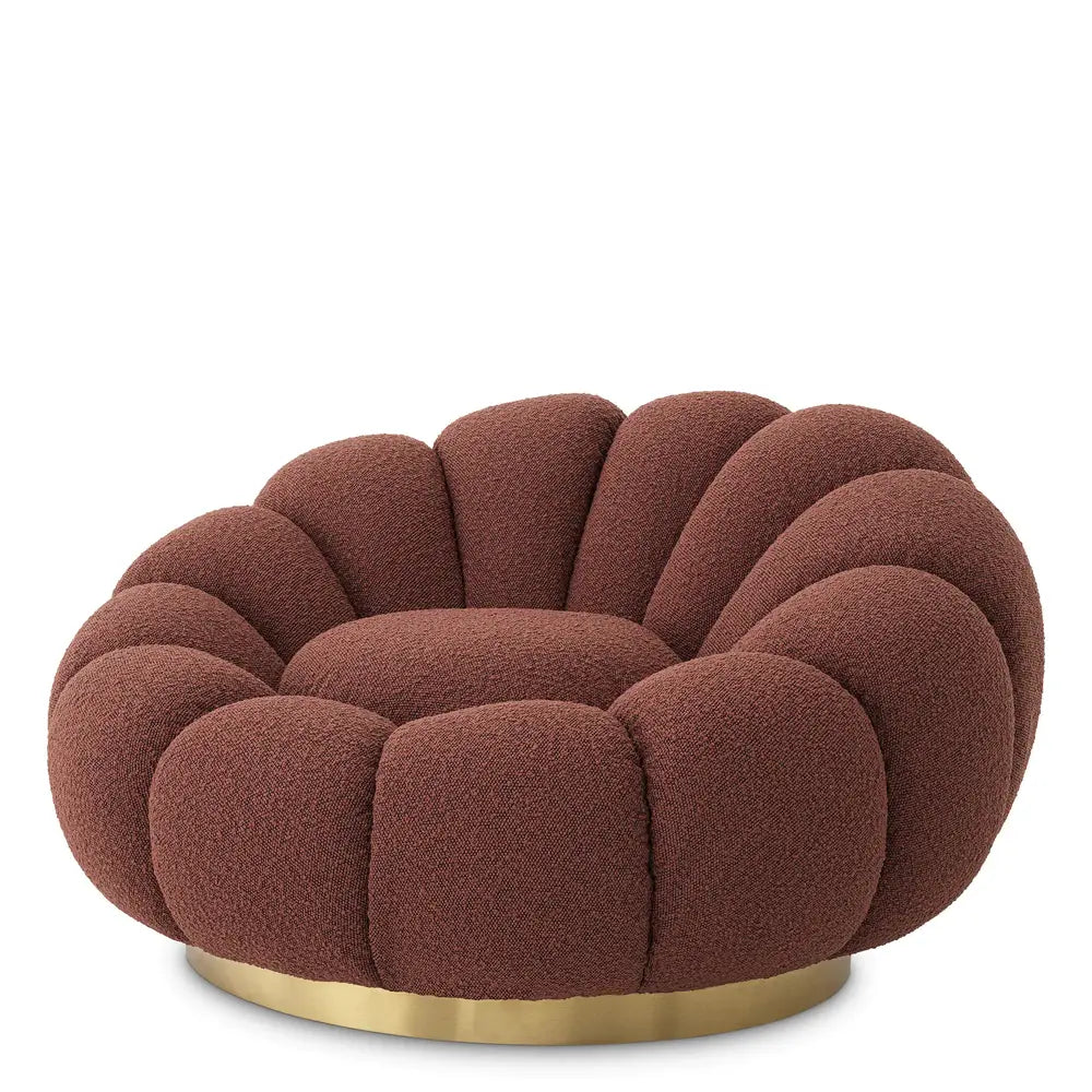 Eichholtz Mello Swivel Chair in Bouclé Rouge