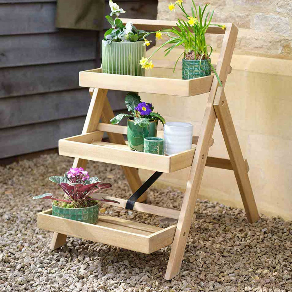 Garden Trading Titchberry Folding Plant Stand Small Natural
