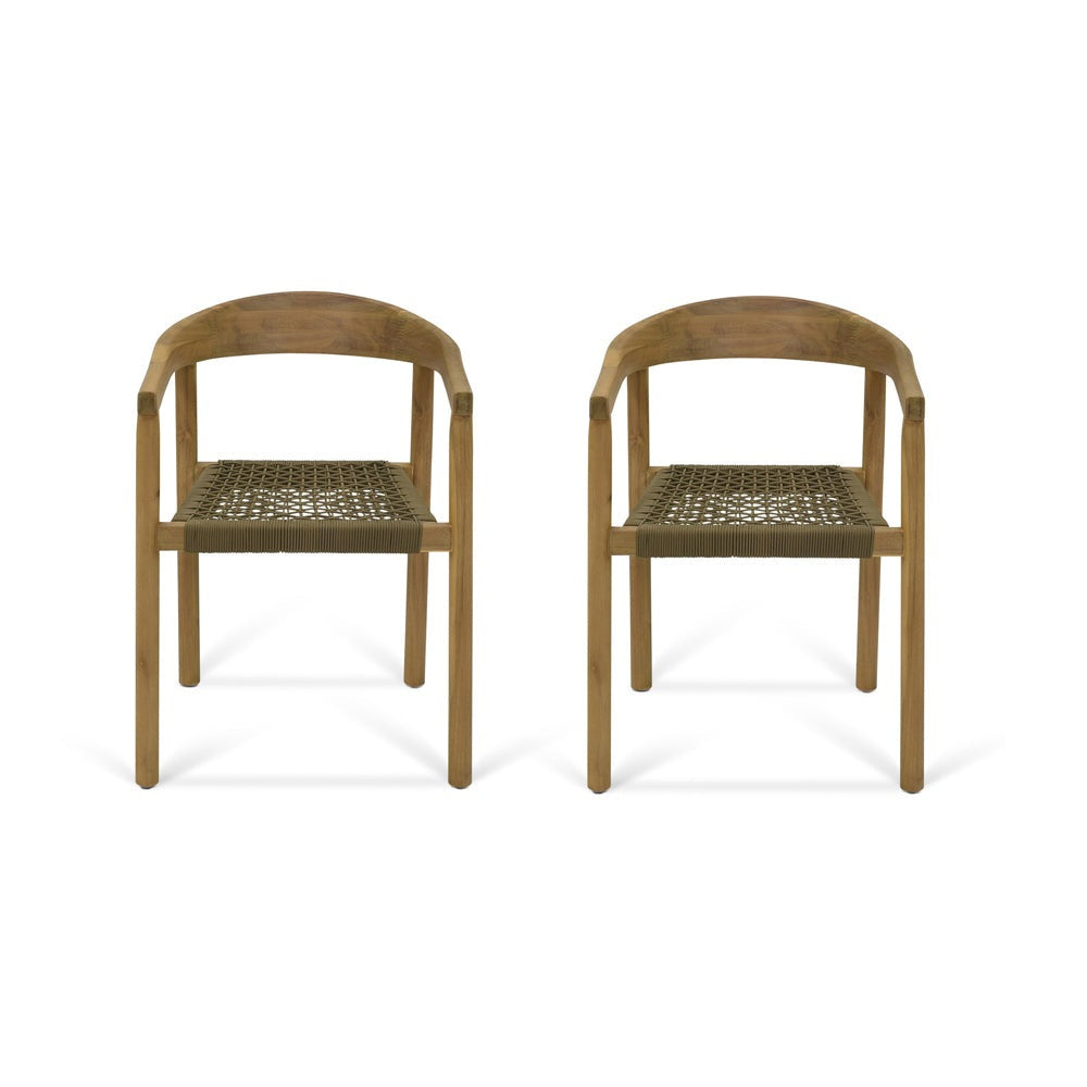 Garden Trading Set of 2 Harford Dining Chairs Olive Green