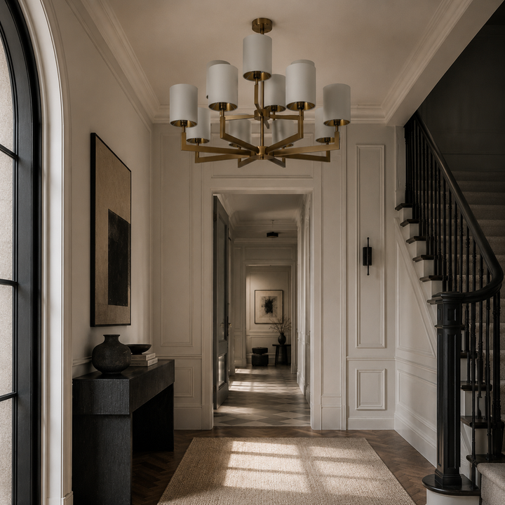 Ealga 12 Arm Finish Chandelier - Antique Brass