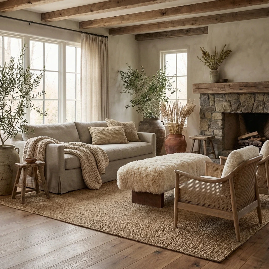 Pebworth Bench - Faux Mongolian Fur