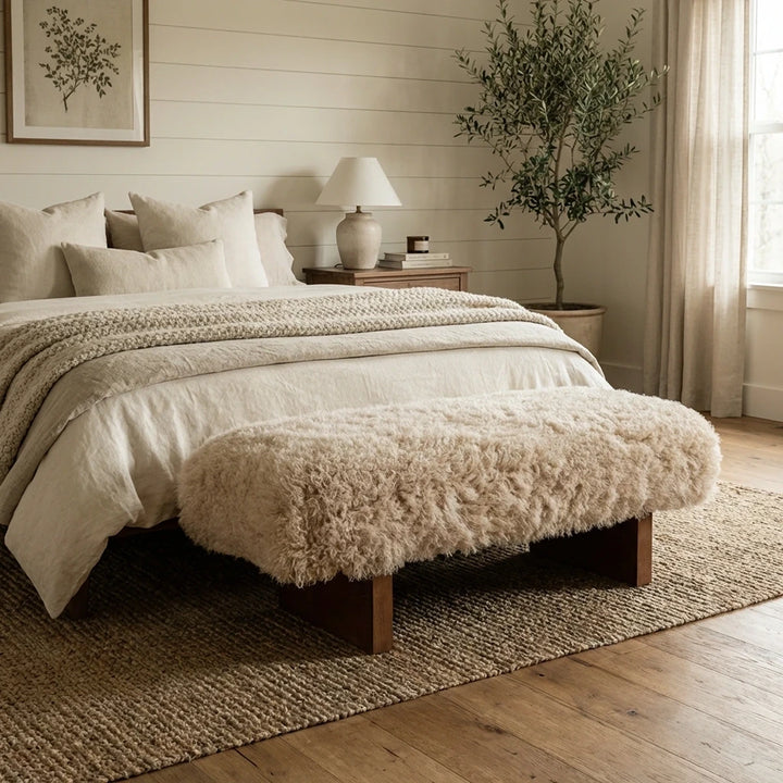 Pebworth Bench - Faux Mongolian Fur