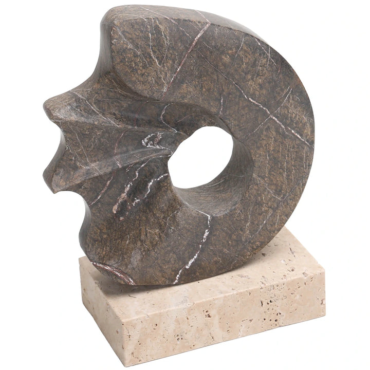 Geometric Sculpture - Brown Marble