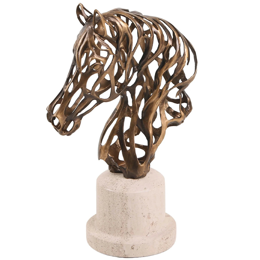 Horse Head Sculpture - Gold