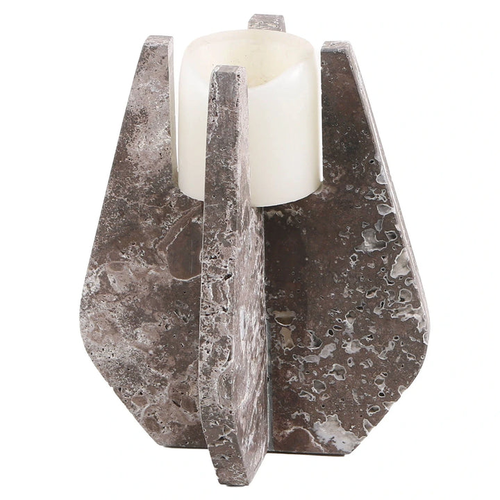 Candle Holder - Dark Grey Marble