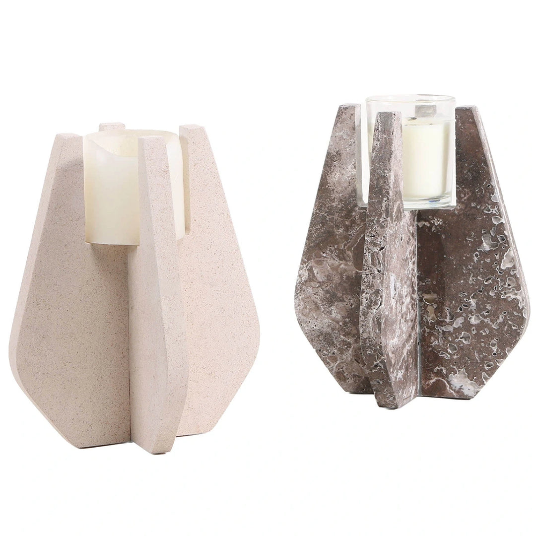 Candle Holder - Dark Grey Marble