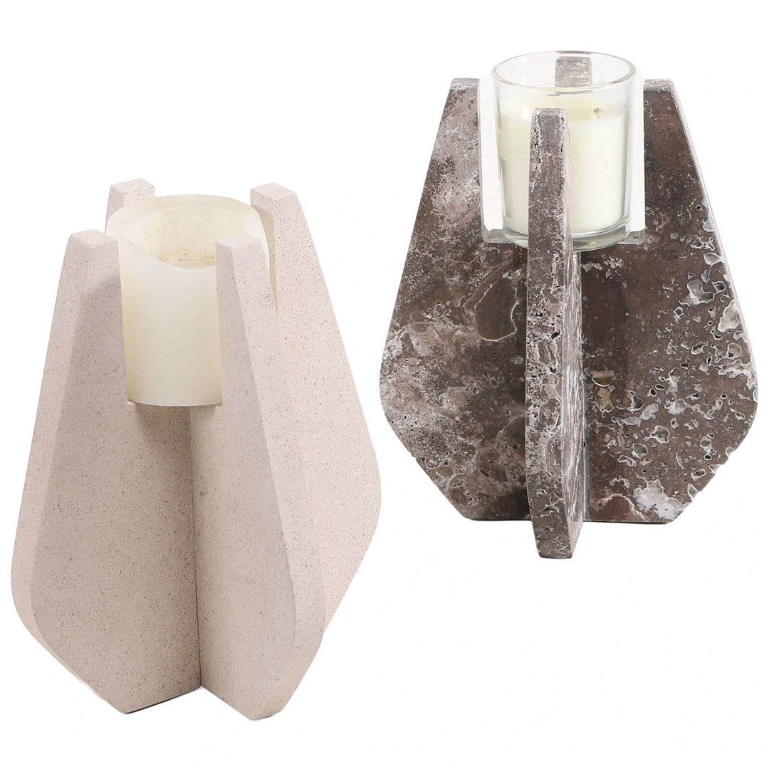 Candle Holder - Dark Grey Marble